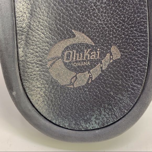 OluKai Men’s Black Leather Slip On Sandals Size 9 main image 7